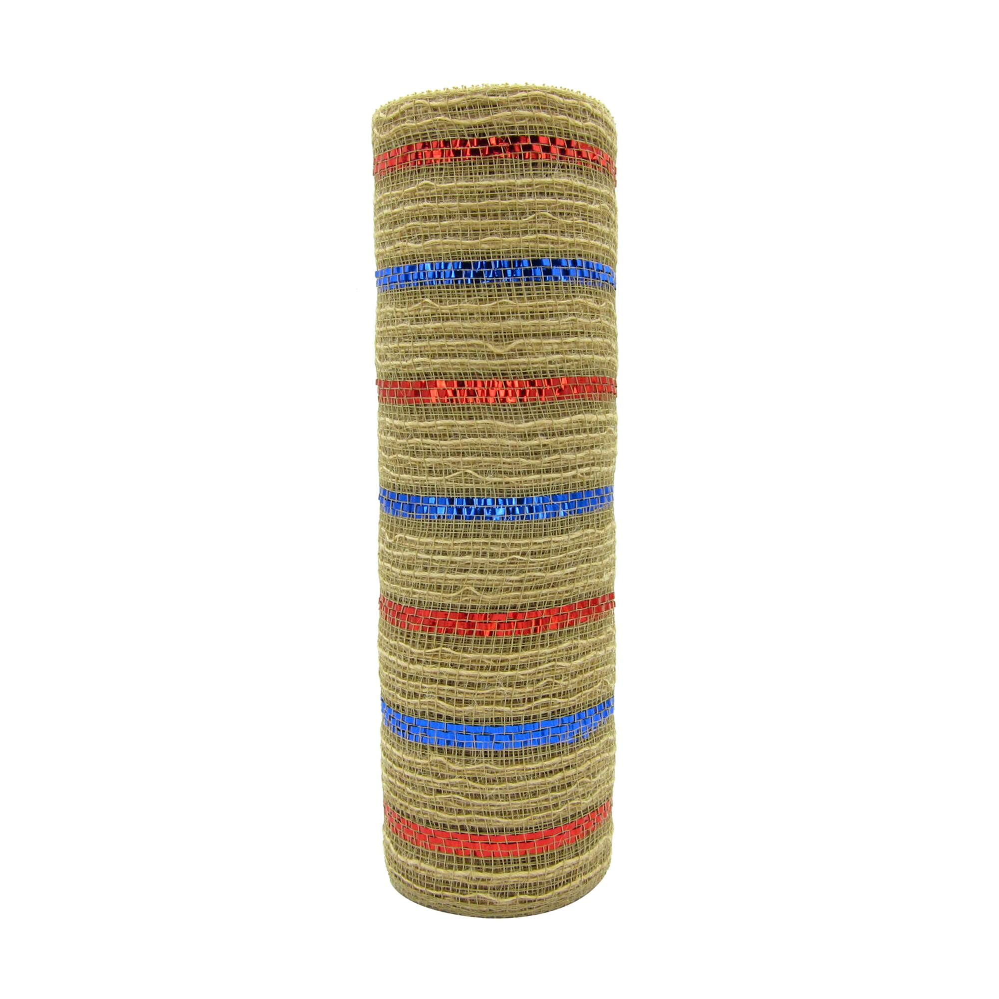 10" x 19ft. Red, Tan & Blue Striped Mesh by Celebrate It™